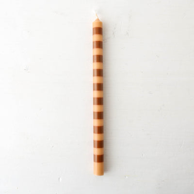 Tall Taper Candle - Brown Stripe