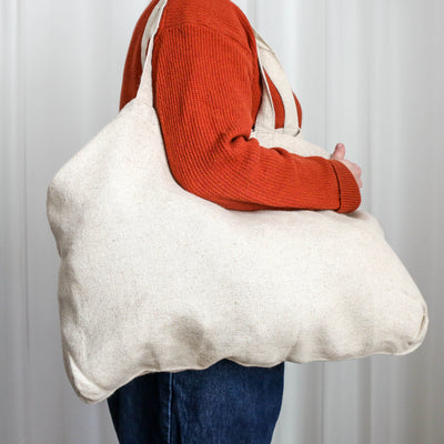 Washed Linen Cotton Sloppy Shoulder Bag - Natural