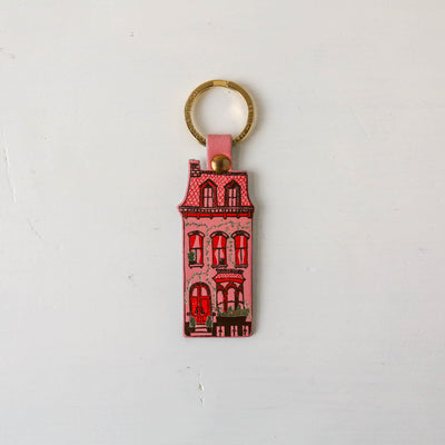 Dolls House Shaped Leather Keyring