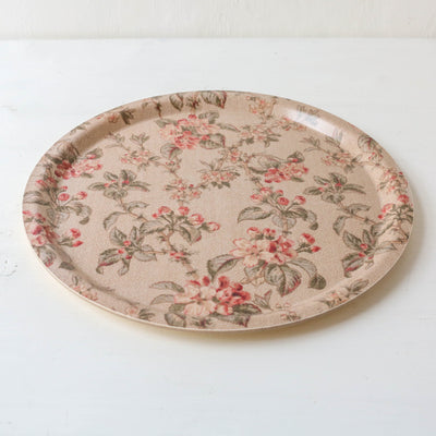 'Soft Floral' - Round Birch Wood Tray by Host