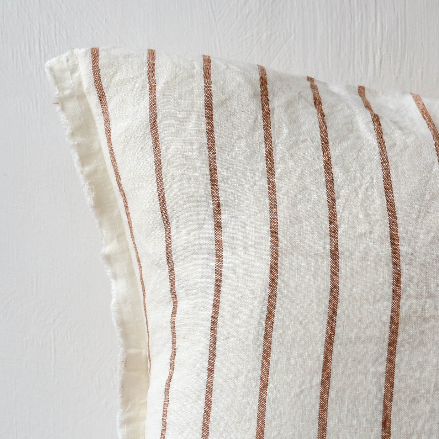 Fringed Cushion Cover - Brown & Cream Stripe