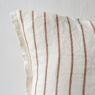 Fringed Cushion Cover - Brown & Cream Stripe