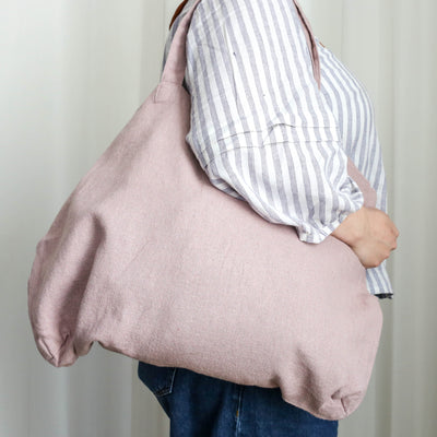 Washed Linen Cotton Sloppy Shoulder Bag - Pink