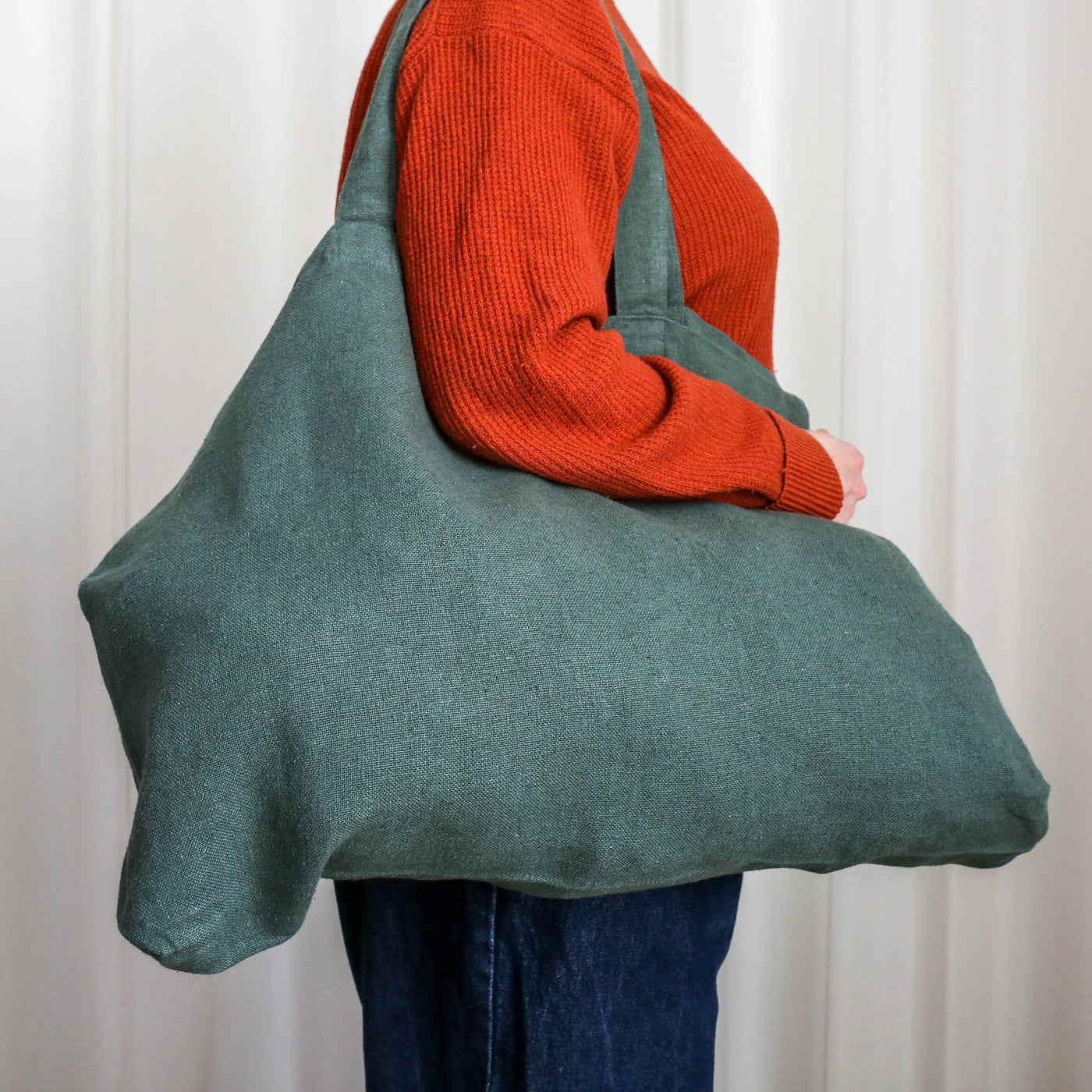 Washed Linen Cotton Sloppy Shoulder Bag - Pigeon
