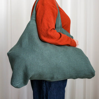 Washed Linen Cotton Sloppy Shoulder Bag - Pigeon