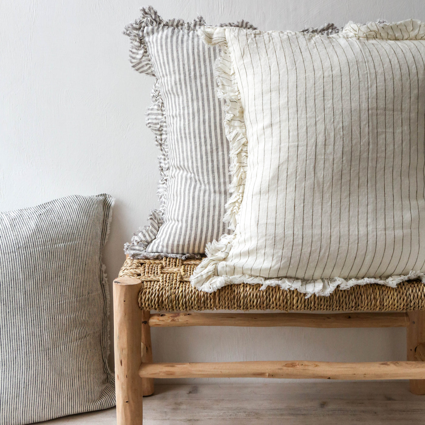 Fringed Cushion Cover - Pinstripe