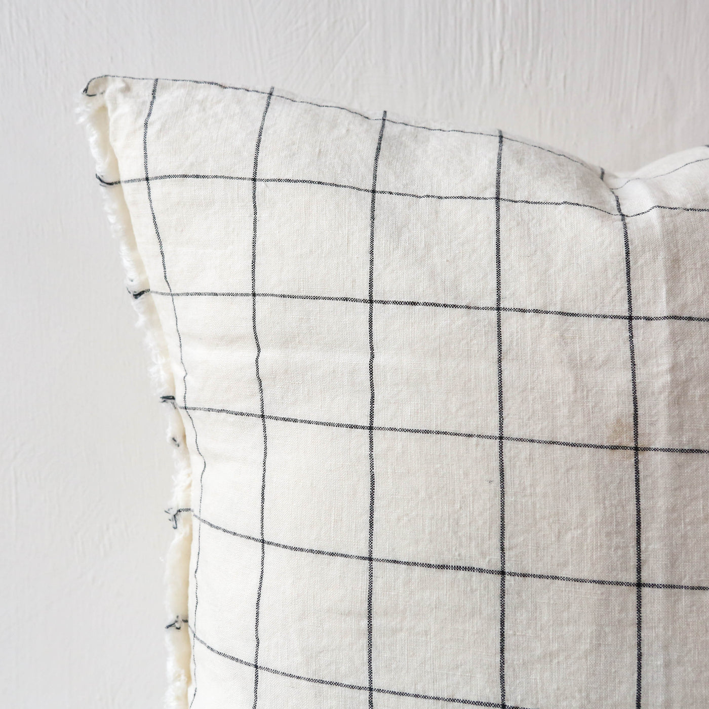 Fringed Cushion Cover - Grid