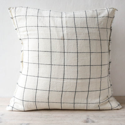Fringed Cushion Cover - Grid
