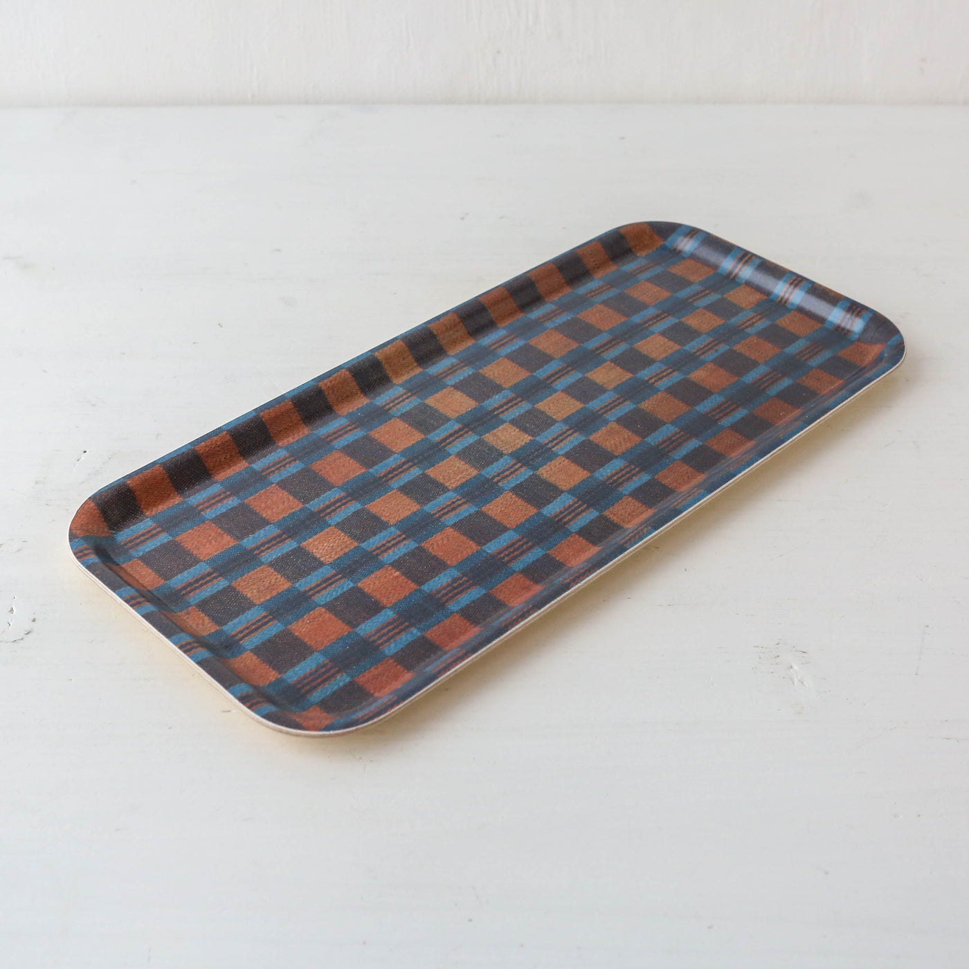 'Native Check' - Narrow Birch Wood Tray by Host