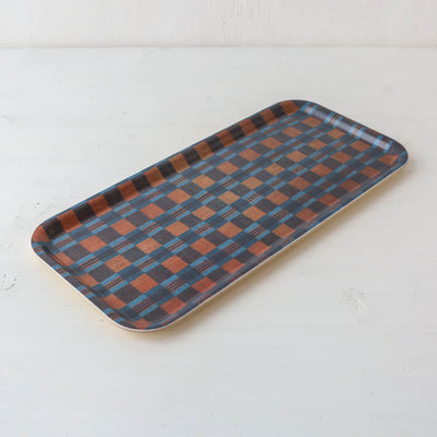 'Native Check' - Narrow Birch Wood Tray by Host