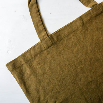 Washed Linen Cotton Sloppy Shoulder Bag - Olive