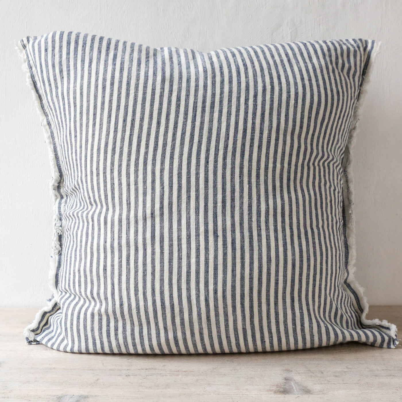 Fringed Cushion Cover - Navy Stripe