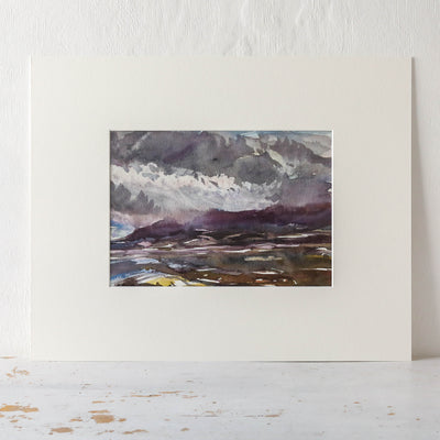 Large Vintage Original Watercolour Artwork - Storm Clouds