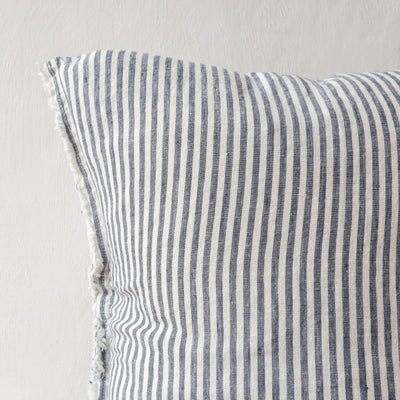 Fringed Cushion Cover - Navy Stripe
