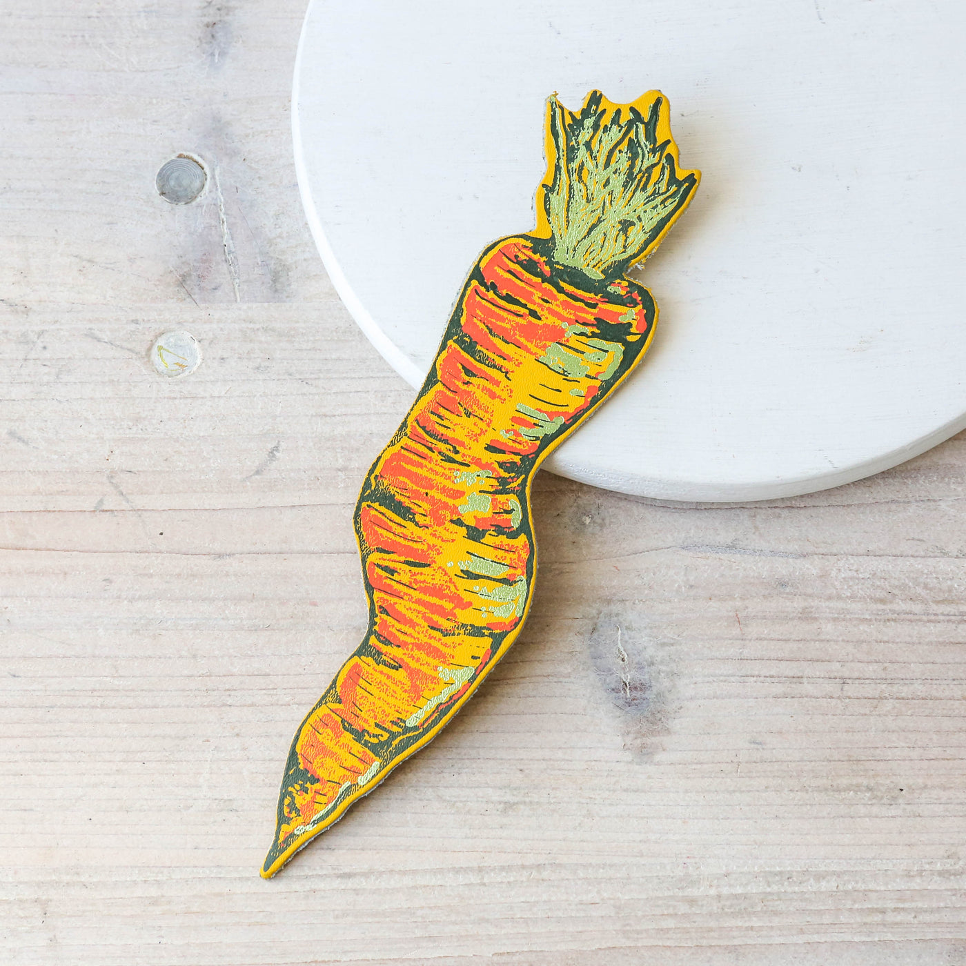 Leather Bookmark - Carrot