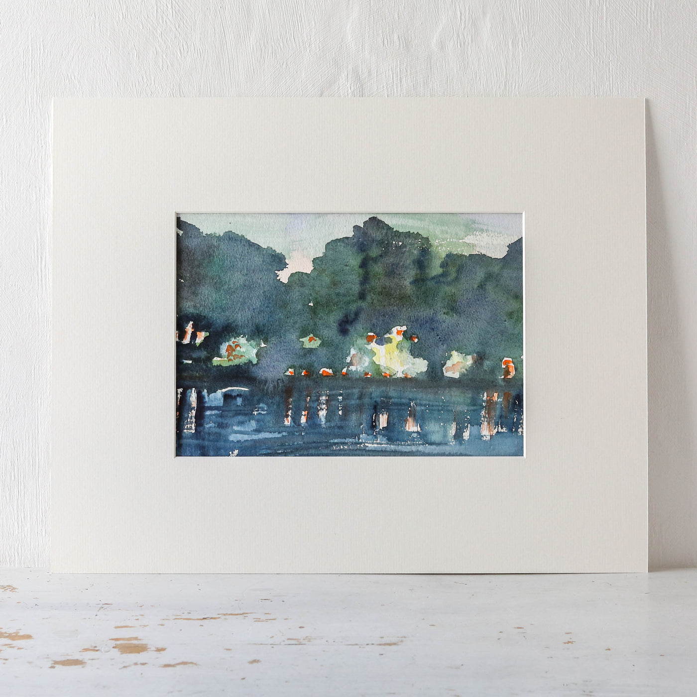 Large Vintage Original Watercolour Artwork - Abstract Riverbank