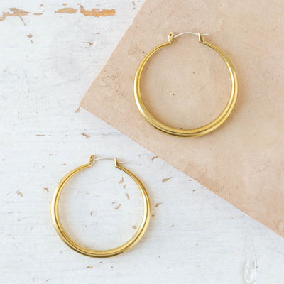 'Daphne' Large Brass & Silver Hoop Earrings