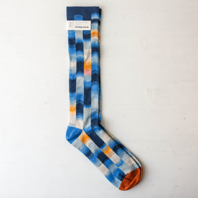 Bonne Maison Long Socks - Navy Abstract