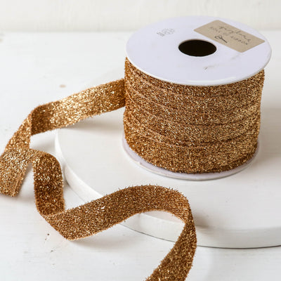 Sparkly Gold Glitter Ribbon - 15m Roll