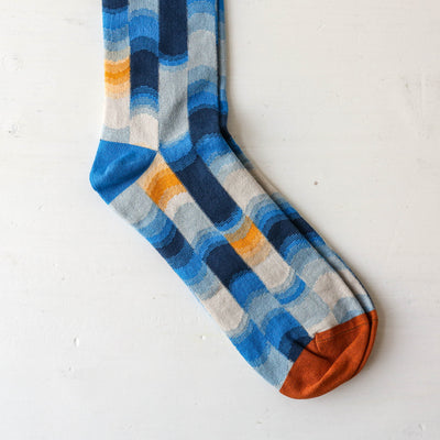 Bonne Maison Long Socks - Navy Abstract