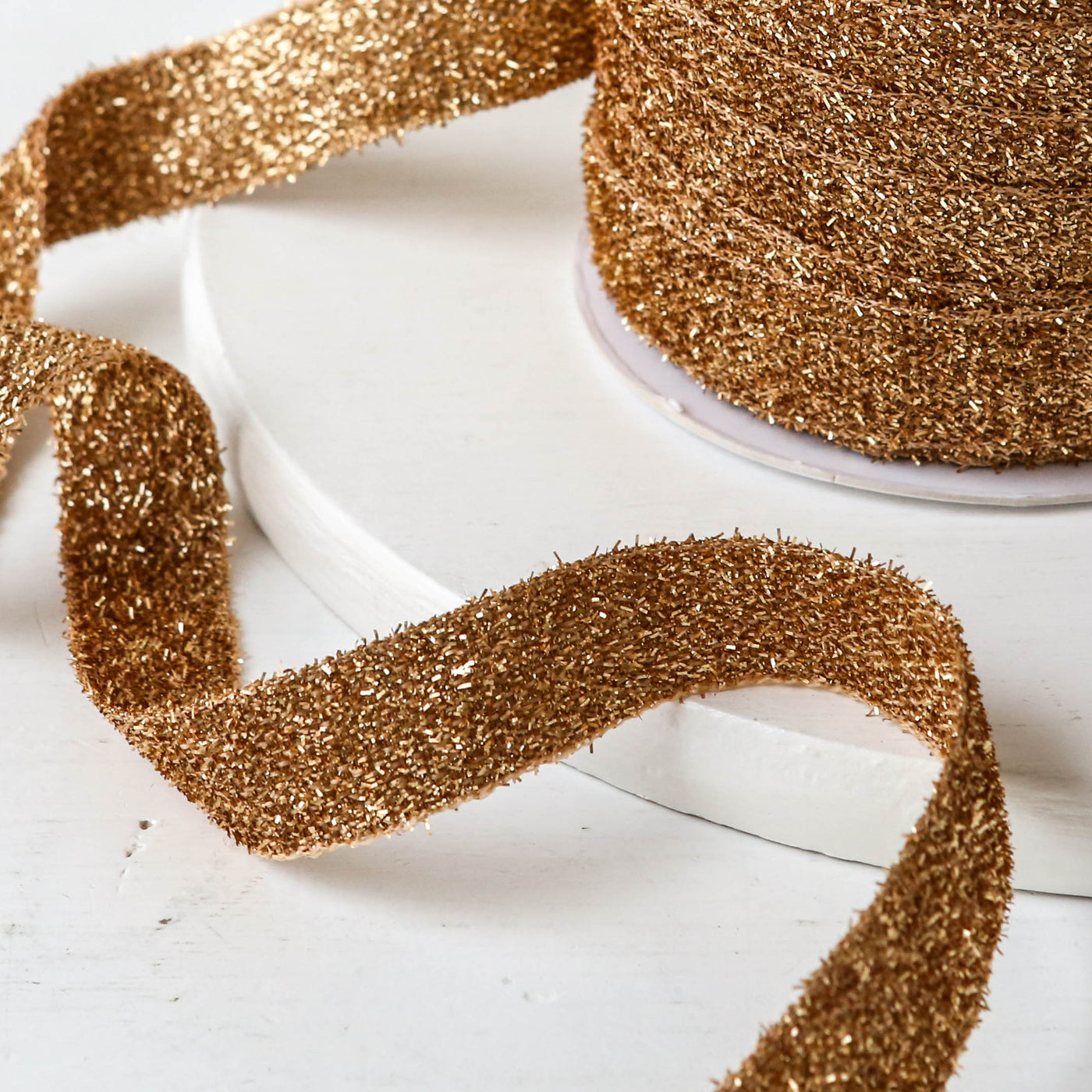 Sparkly Gold Glitter Ribbon - 15m Roll
