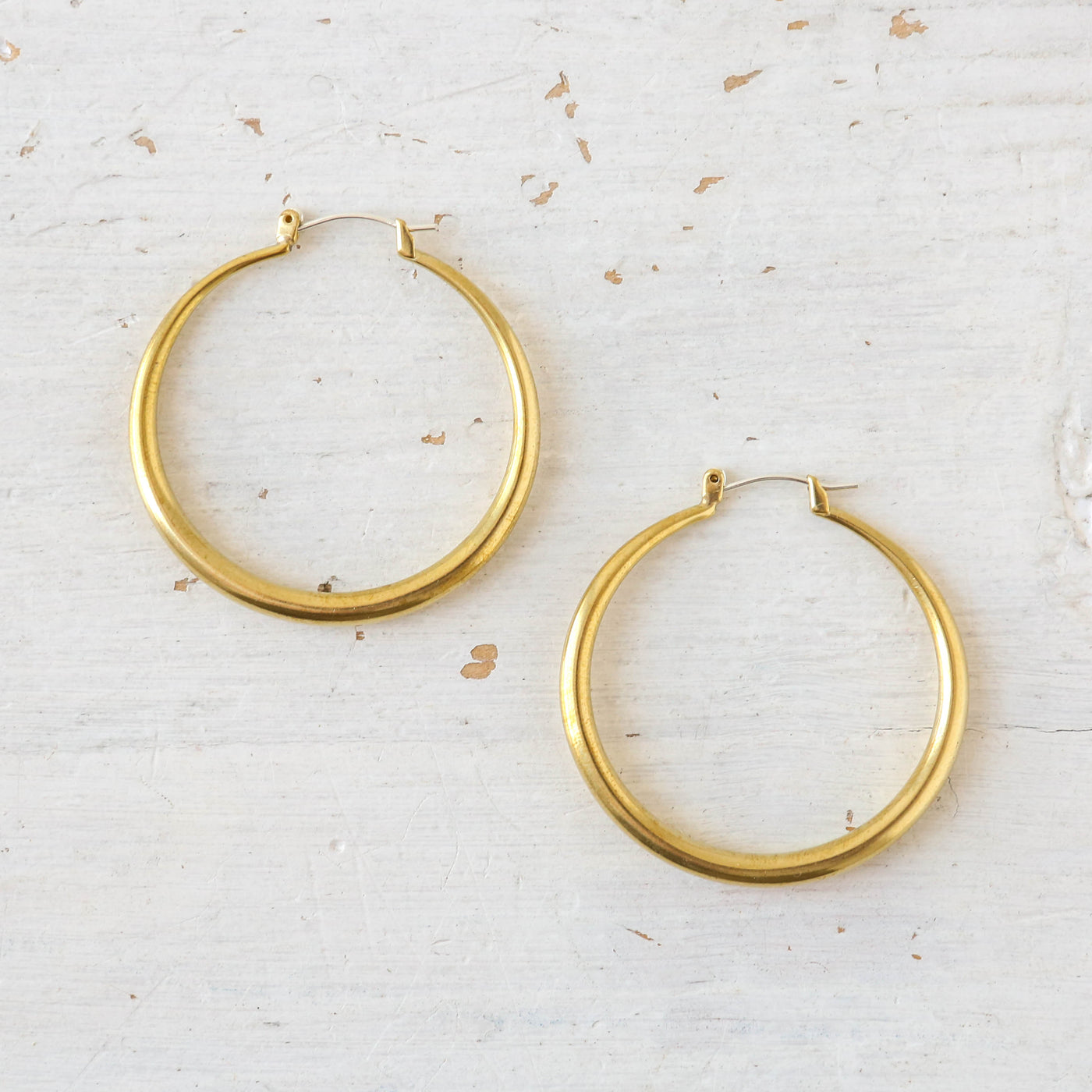 'Daphne' Large Brass & Silver Hoop Earrings