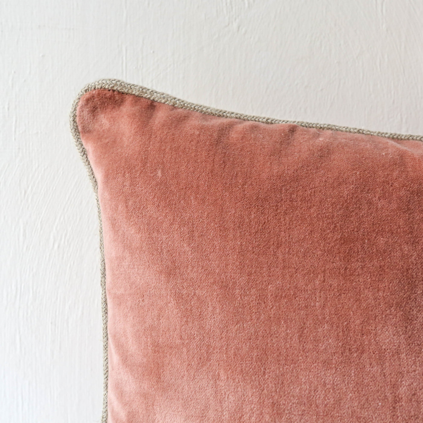 Oblong Piped Velvet Cushion Cover - Mocha