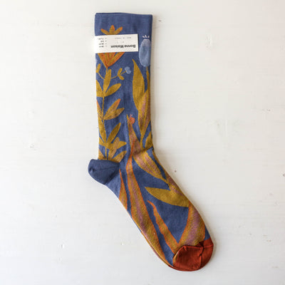 Bonne Maison Socks - Denim Plant