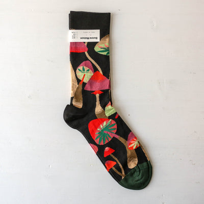 Bonne Maison Socks - Mushrooms in Black