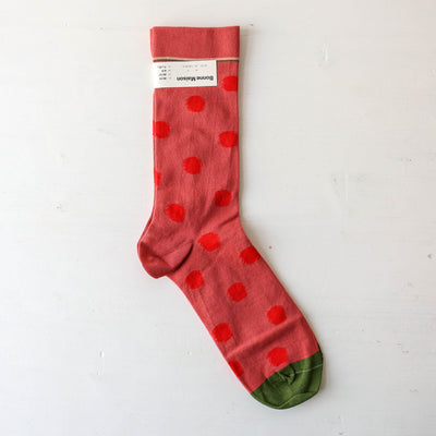 Bonne Maison Socks - Faded Red Polka Dot