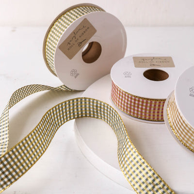 Glitter Check Ribbon - 20m Roll