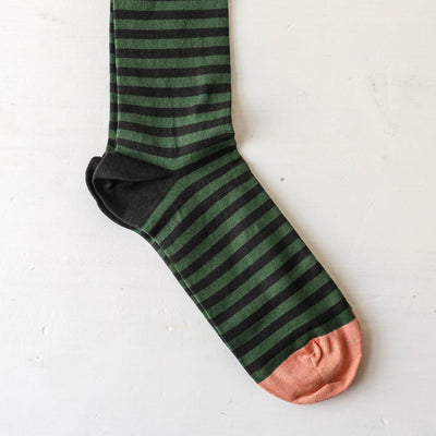 Bonne Maison Socks - Black & Green Stripe