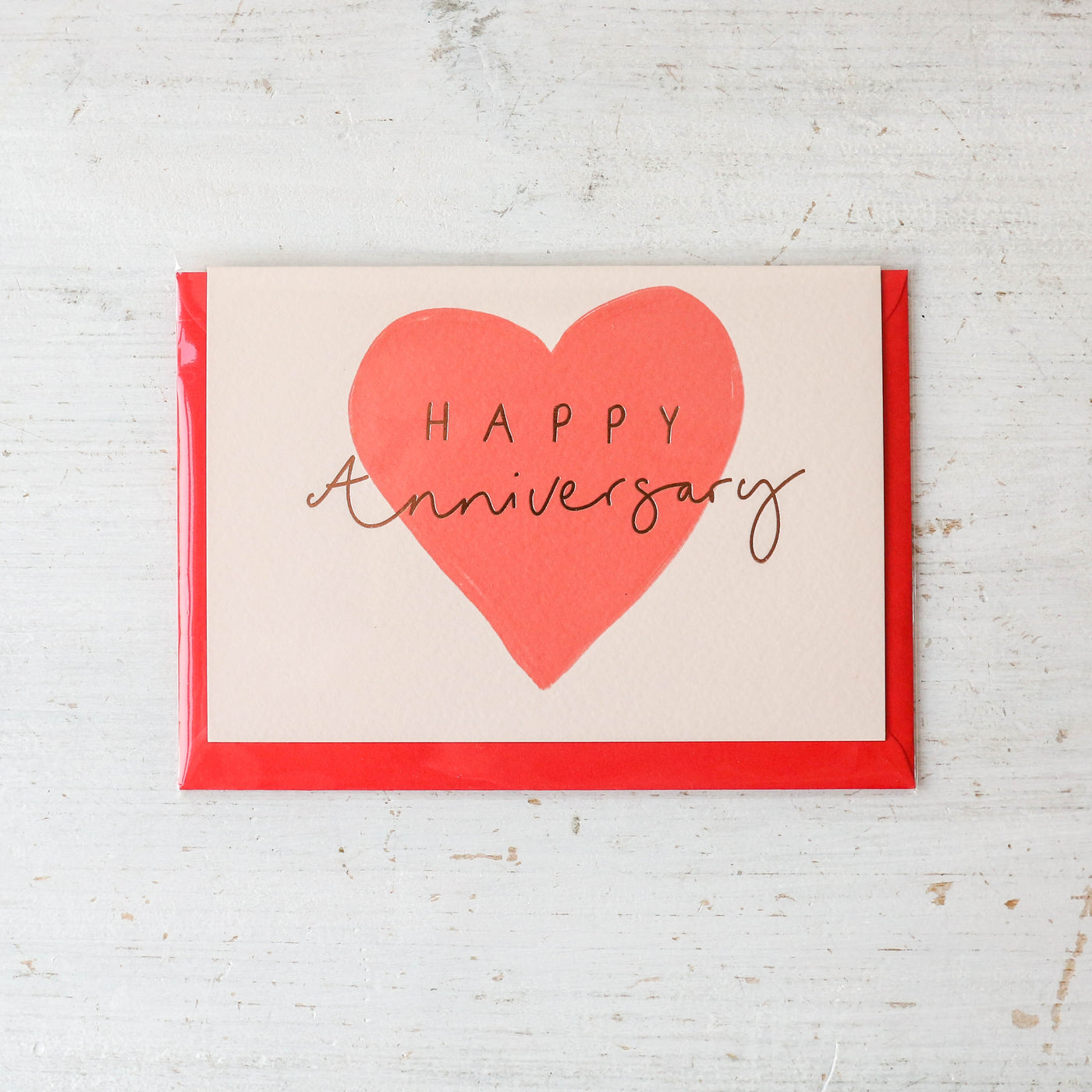 Happy Anniversary Red Heart Card