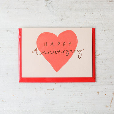 Happy Anniversary Red Heart Card