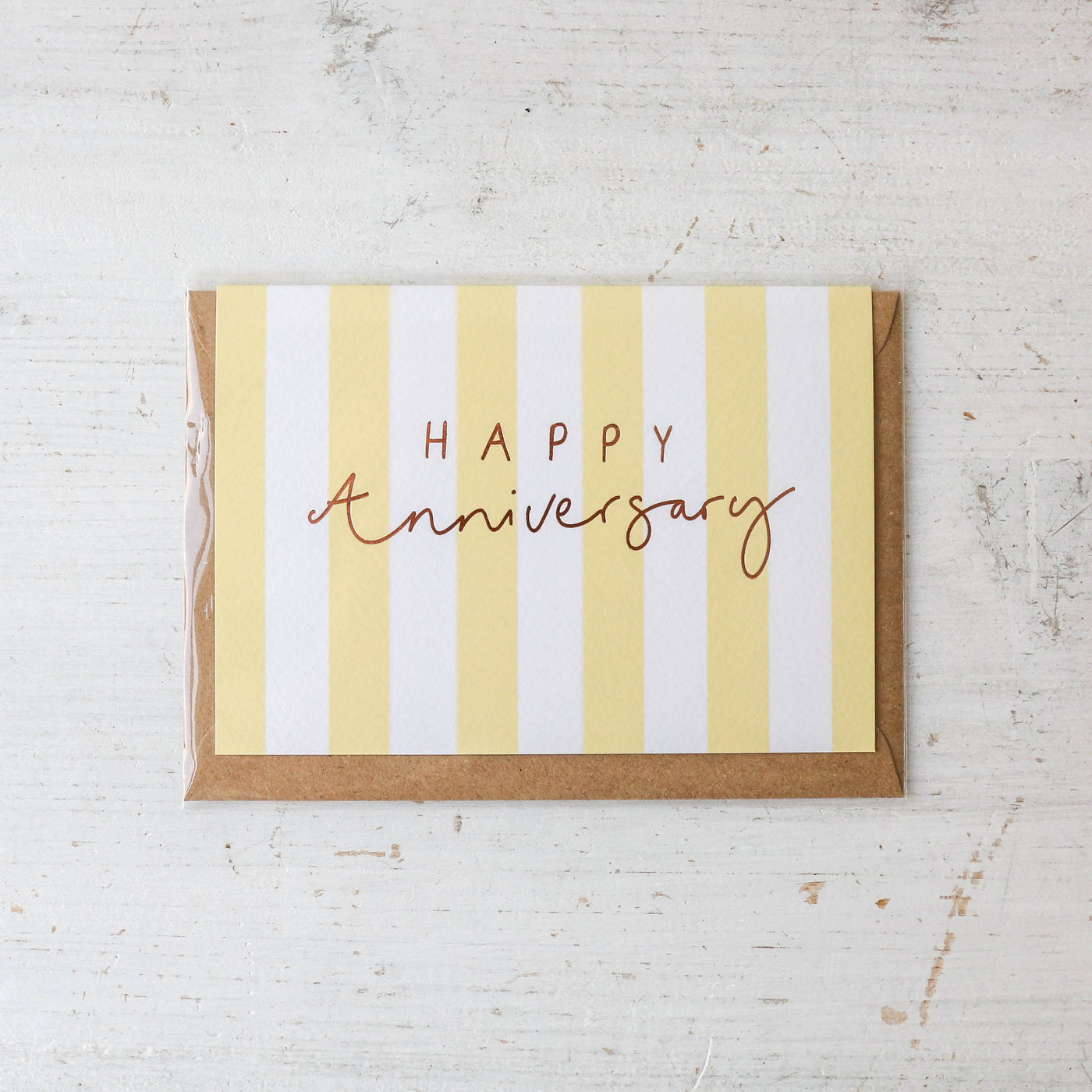 Happy Anniversary Yellow Stripe Card
