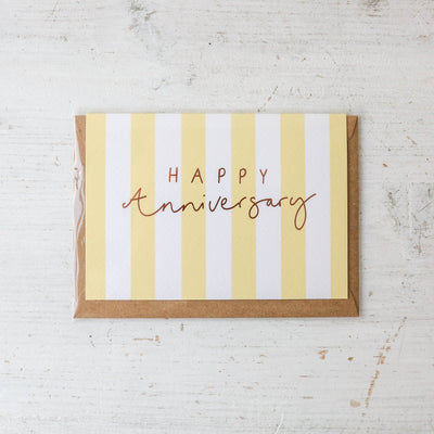 Happy Anniversary Yellow Stripe Card