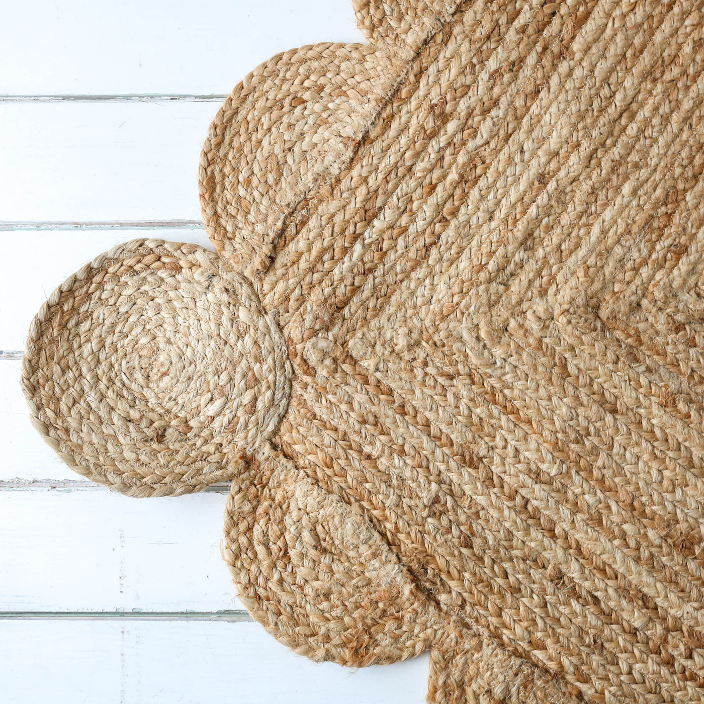 Scalloped Jute Natural Rug 120 x 180cm