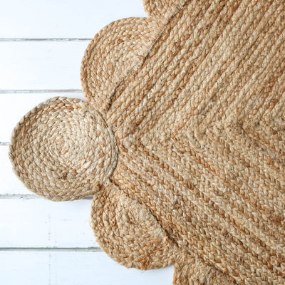Scalloped Jute Natural Rug 120 x 180cm
