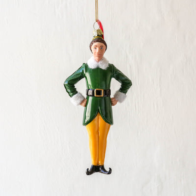 Santa's Helper Glass Tree Decoration