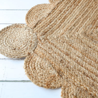 Scalloped Jute Natural Rug 120 x 180cm