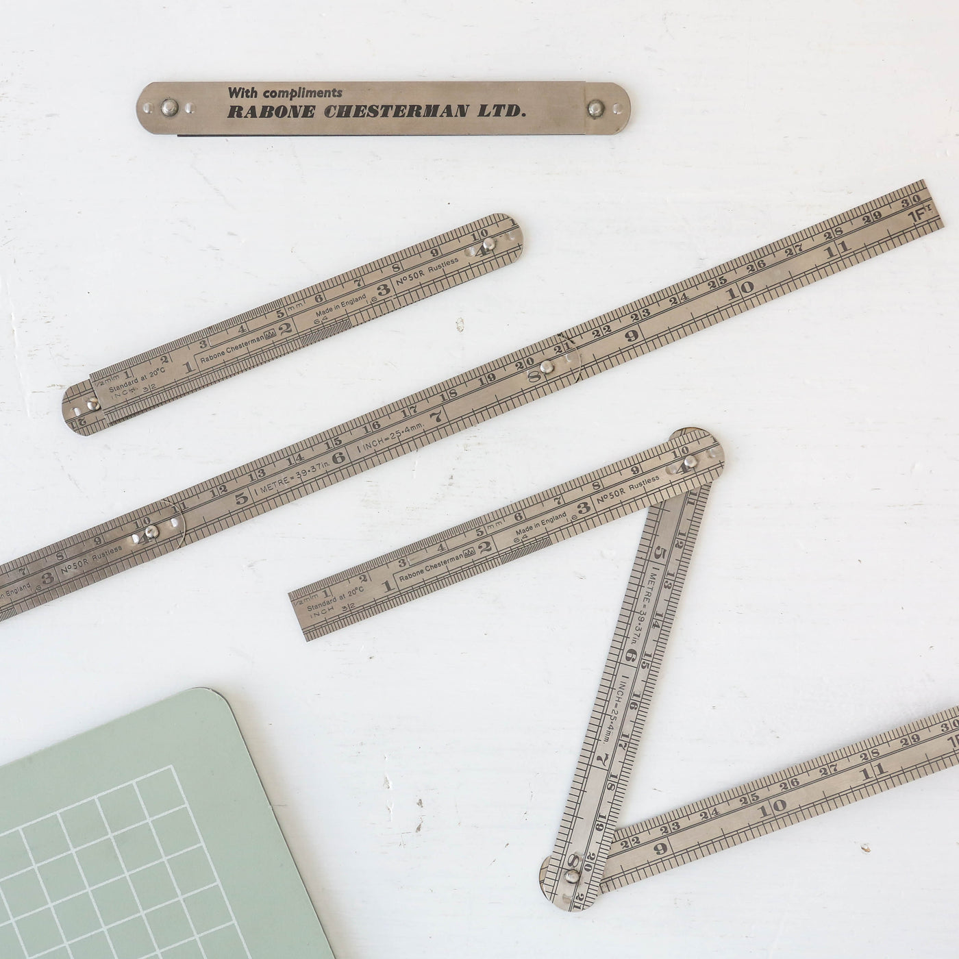 Vintage 12" Folding Steel Ruler - No.50R