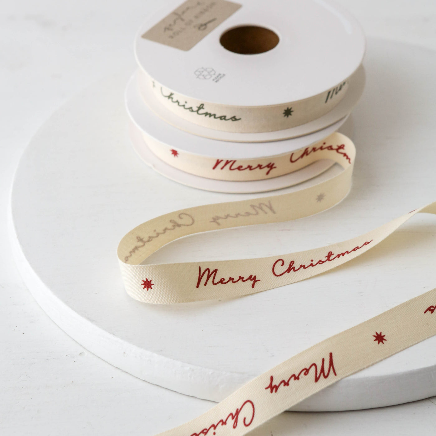 Merry Christmas Cotton Ribbon - 15m Roll