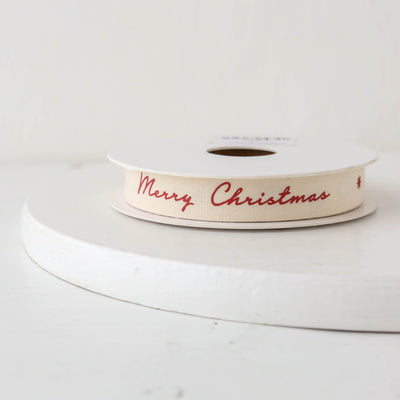 Merry Christmas Cotton Ribbon - 15m Roll