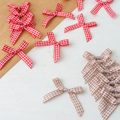 Pack of 10 Adhesive Mini Gingham Bows