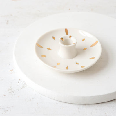 Gold Brushstroke Taper Candle Holder