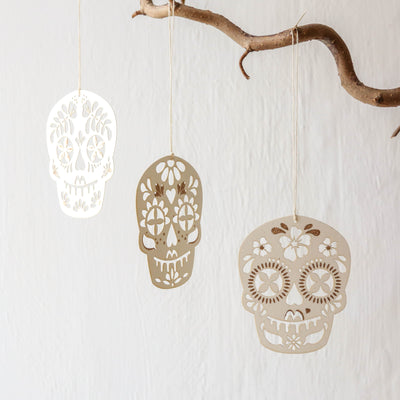 Paper Skull Ornaments - Set of 3