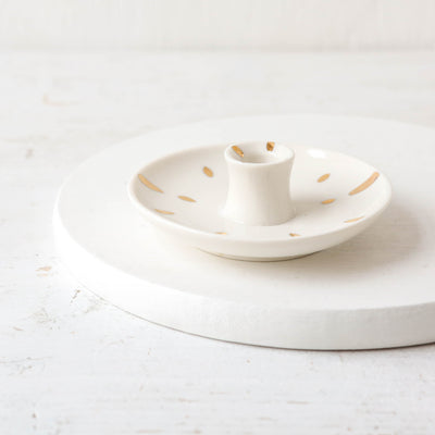 Gold Brushstroke Taper Candle Holder