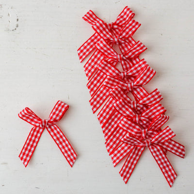 Pack of 10 Adhesive Mini Gingham Bows