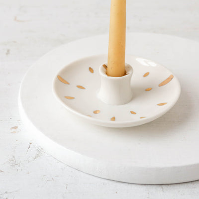 Gold Brushstroke Taper Candle Holder