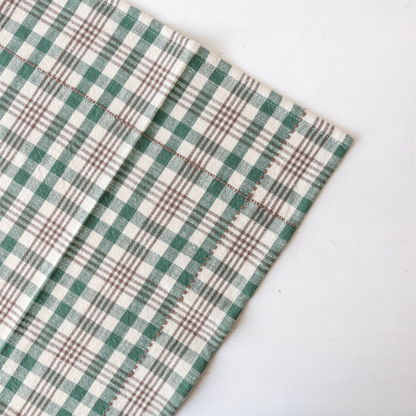 Checked Cotton Kitchen Towel - Green